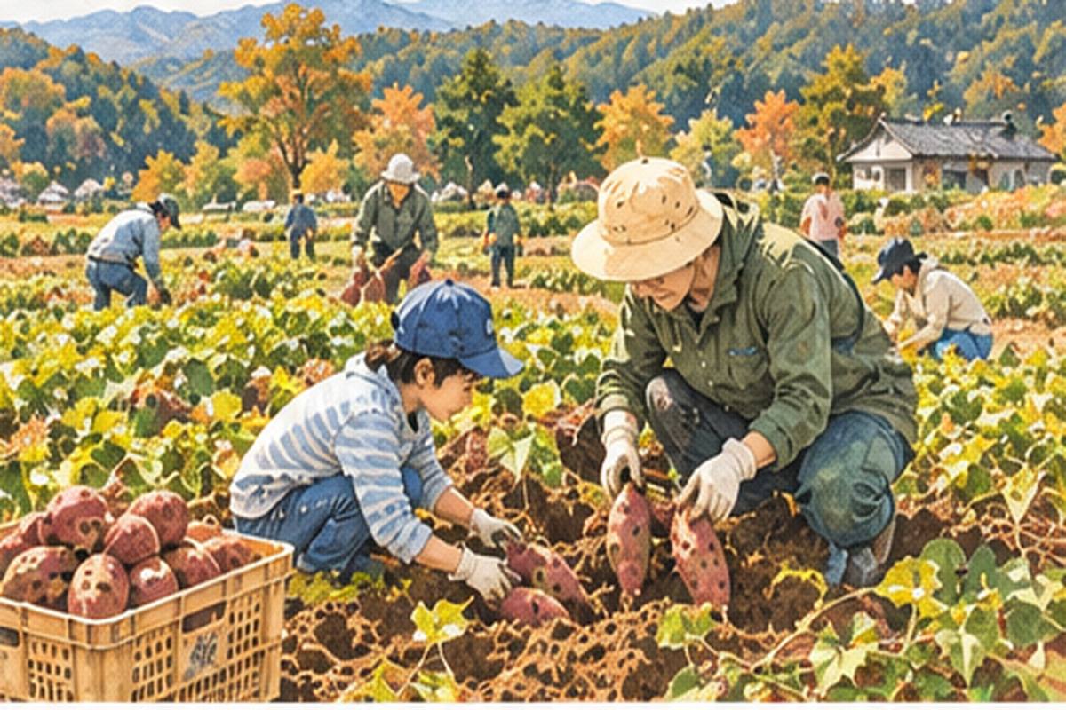 里山のサツマイモ収穫祭＆みんなで山分け体験（イメージ）