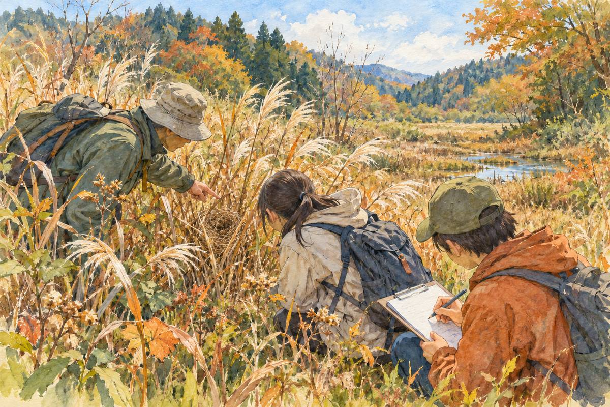 【中高大生限定】あきる野・横沢入で、里山を守る団体とカヤネズミの巣を調べる(イメージ)