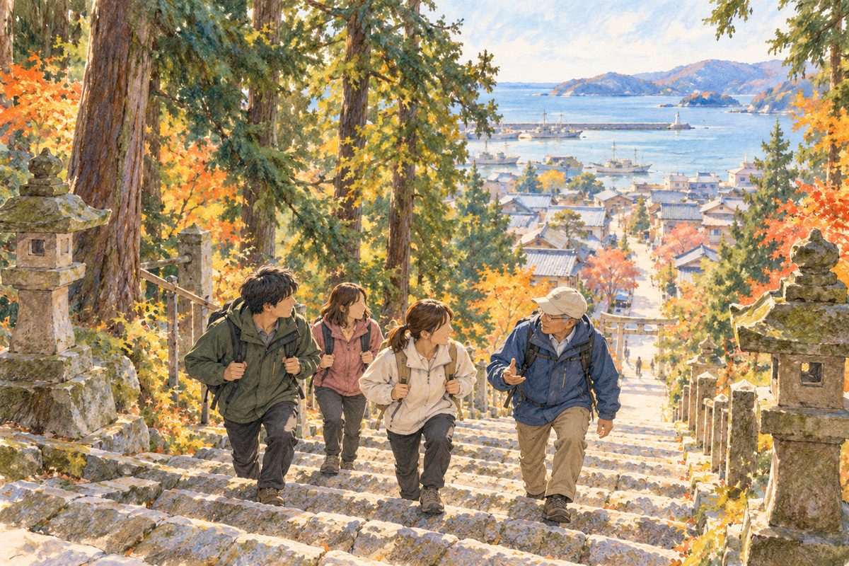 鹽竈神社と門前町を、塩竈の歴史好きのガイドと歩く（イメージ）