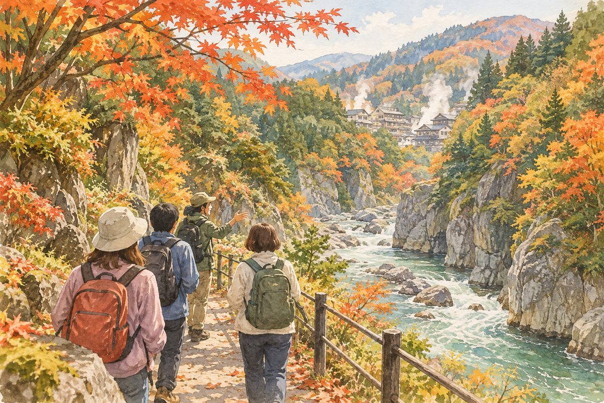 秋保温泉街を、地域住民目線のガイドと歩く（イメージ）