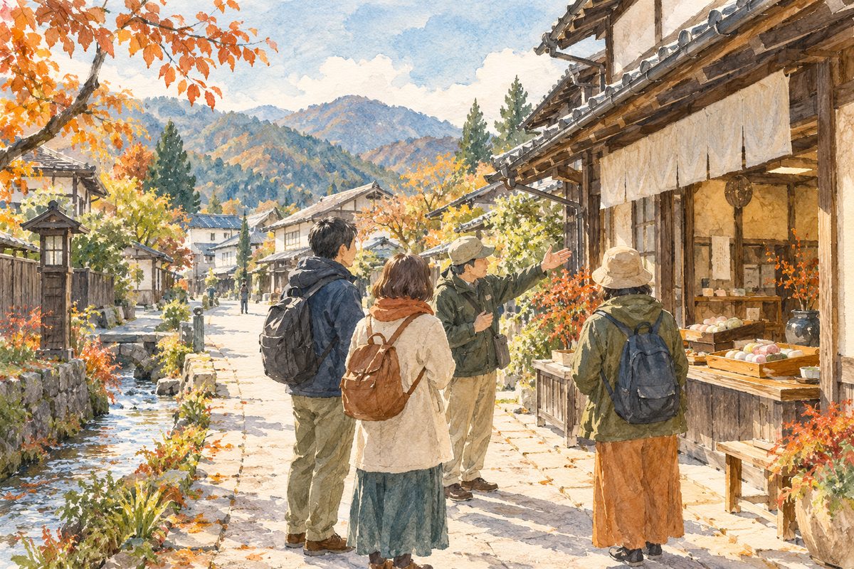 遠野の城下町の店や施設を、地元ガイドのおまかせで巡る（イメージ）