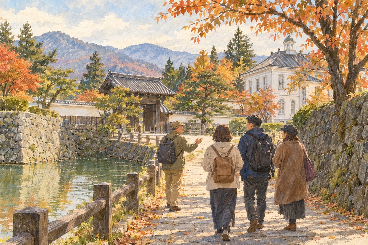 鶴岡公園と城下町を、市の観光ガイドと歩く（イメージ）