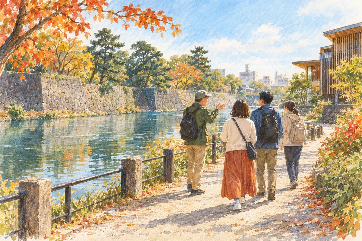 富山のガラス美術館と城址を、まちづくり会社の英語ガイドと巡る（イメージ）
